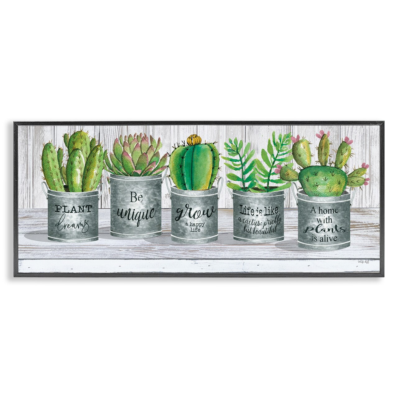 Stupell Industries Succulents with Plant Life Puns Framed Giclee Art
